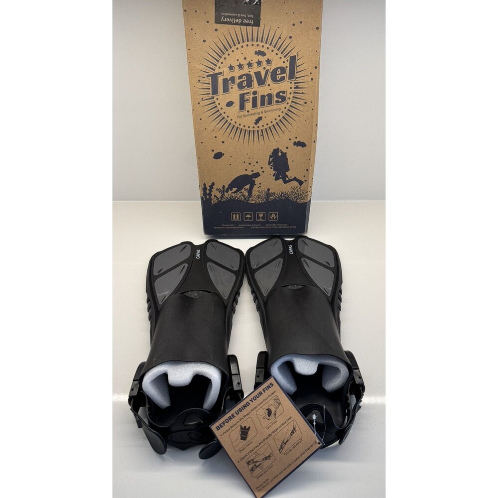 Capas Snorkel Fins Black Adult S/M 4.5-8.5 Swim Diving Flippers Adjustable